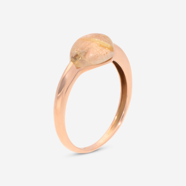 SuperOro Soft 18K Rose Gold Gold Rutilated Quartz Statement Ring SOFT/A001 - THE SOLIST - SuperOro