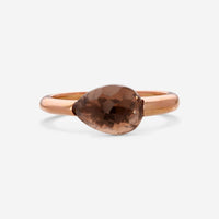 SuperOro Soft 18K Rose Gold Smoky Quartz Ring Sz. 7 SOFT/A101brown - THE SOLIST - SuperOro