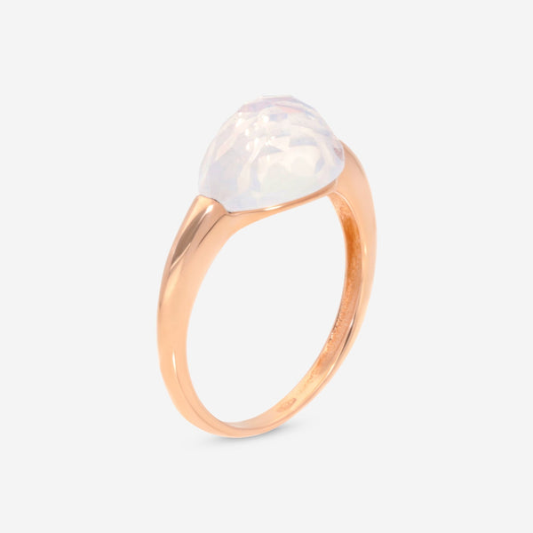 SuperOro Soft 18K Rose Gold White Sunflower Quartz Statement Ring SOFT/A10 - THE SOLIST - SuperOro