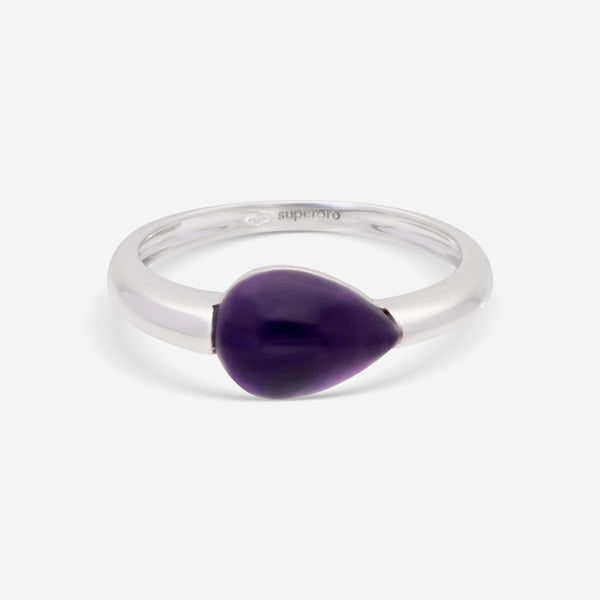 SuperOro Soft 18K White Gold Dark Amethyst Statement Ring SOFT/A001 - THE SOLIST - SuperOro