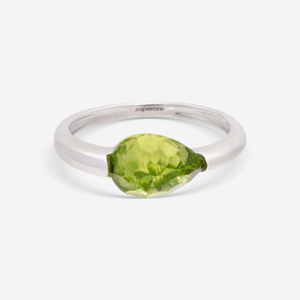 SuperOro Soft 18K White Gold Peridot Statement Ring SOFT/A101 - THE SOLIST - SuperOro