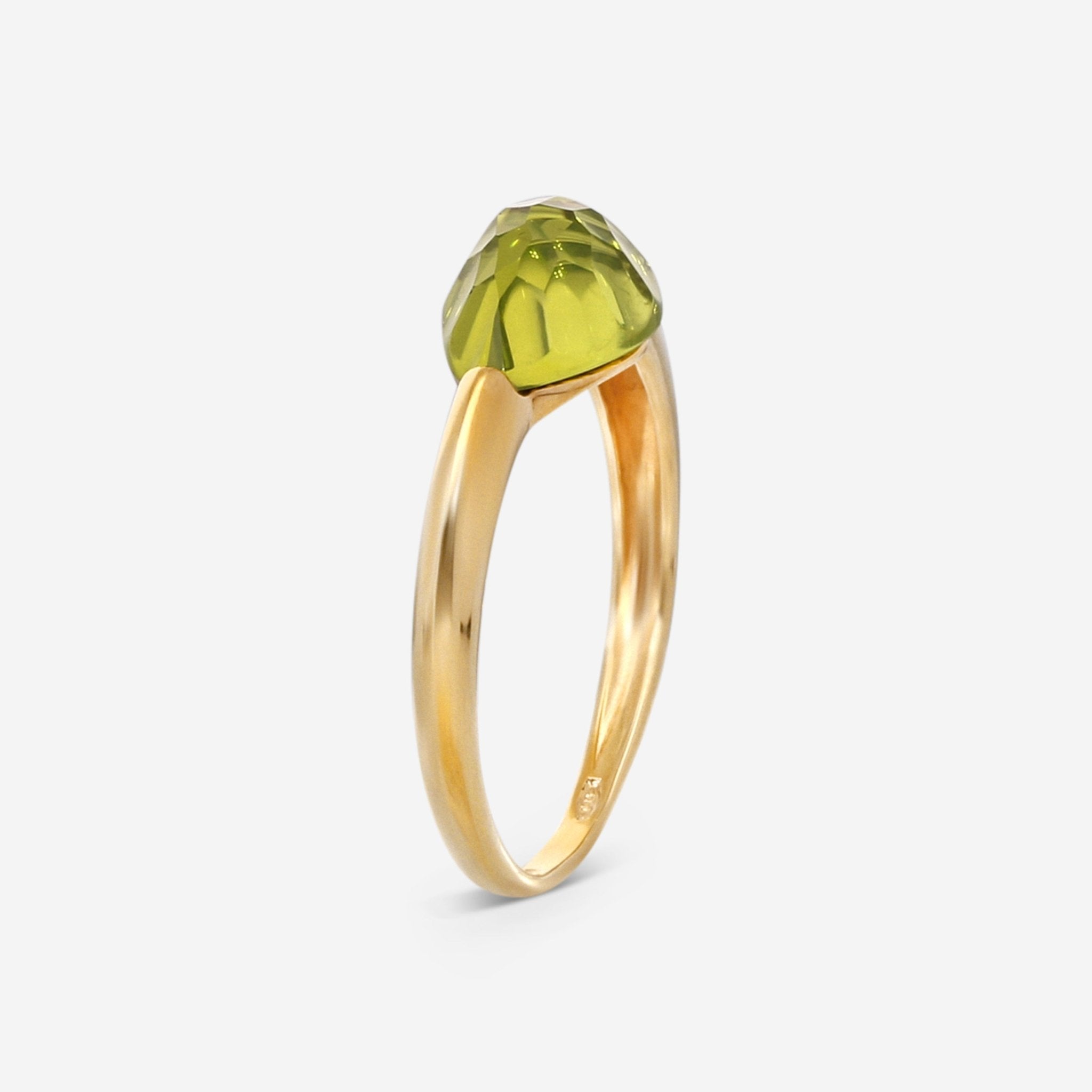 SuperOro Soft 18K Yellow Gold Peridot Ring Sz. 7 SOFT/A101green - THE SOLIST - SuperOro