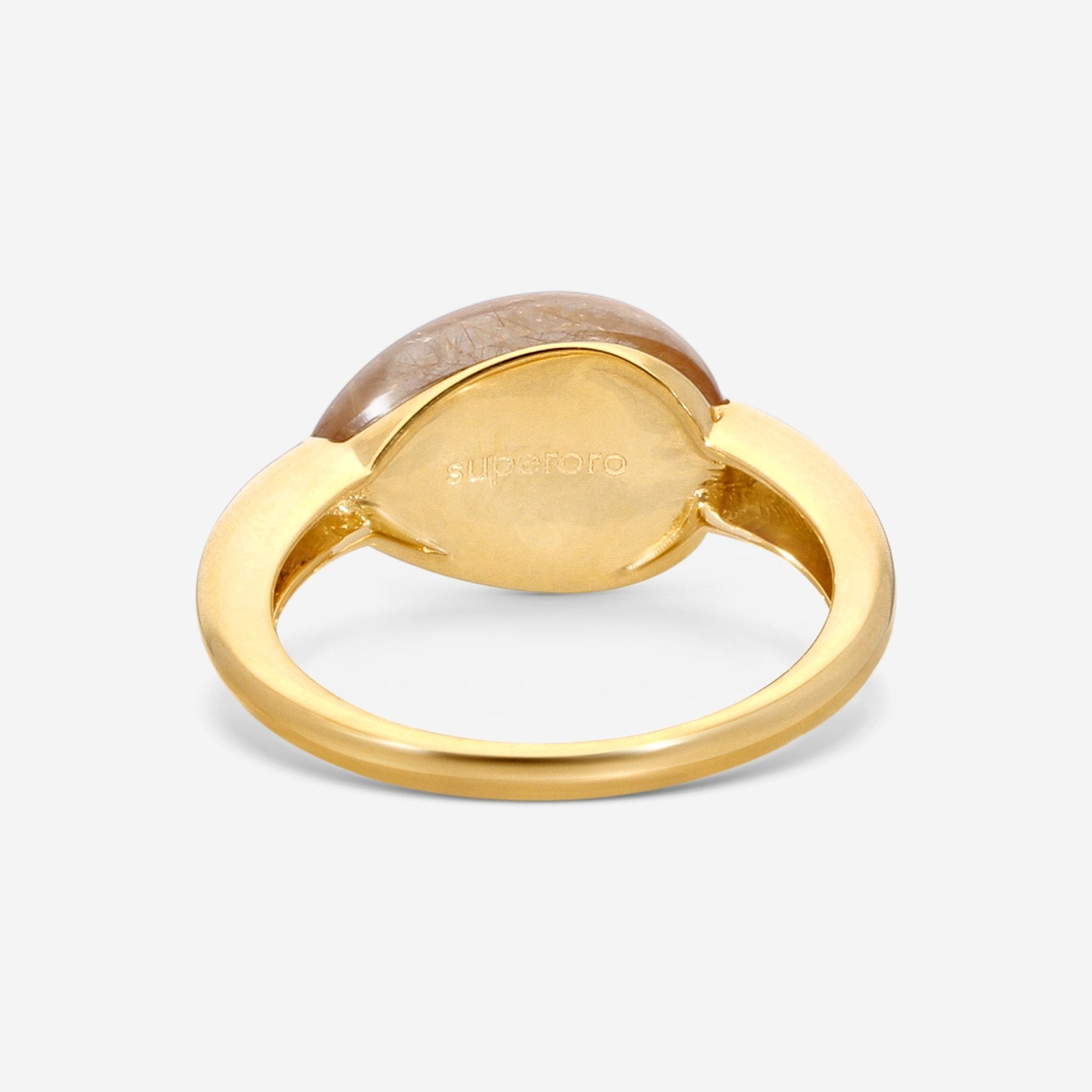 SuperOro Soft 18K Yellow Gold Rutilated Quartz Ring Sz. 7 SOFT/A002brown - THE SOLIST - SuperOro