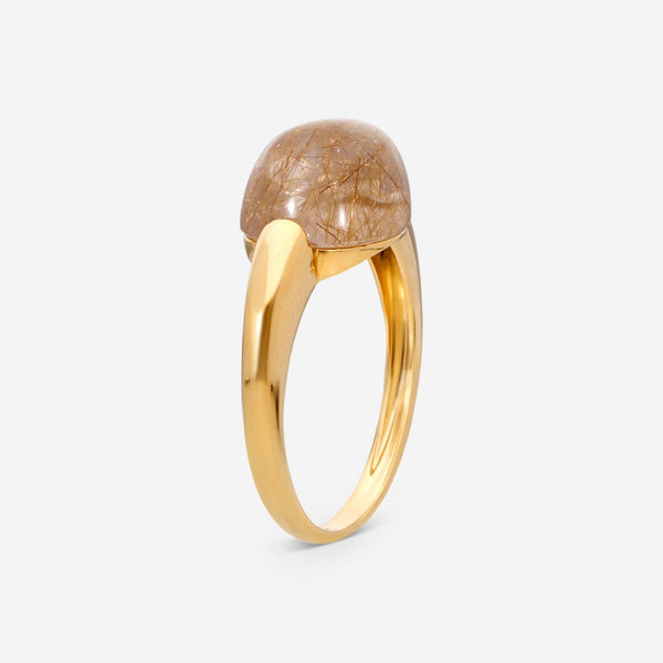 SuperOro Soft 18K Yellow Gold Rutilated Quartz Ring Sz. 7 SOFT/A002brown - THE SOLIST - SuperOro