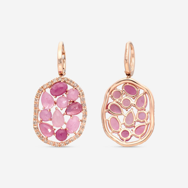 SuperOro Terra 18K Rose Gold Rose Sapphire Drop Earrings TERRA/O020 - THE SOLIST - SuperOro