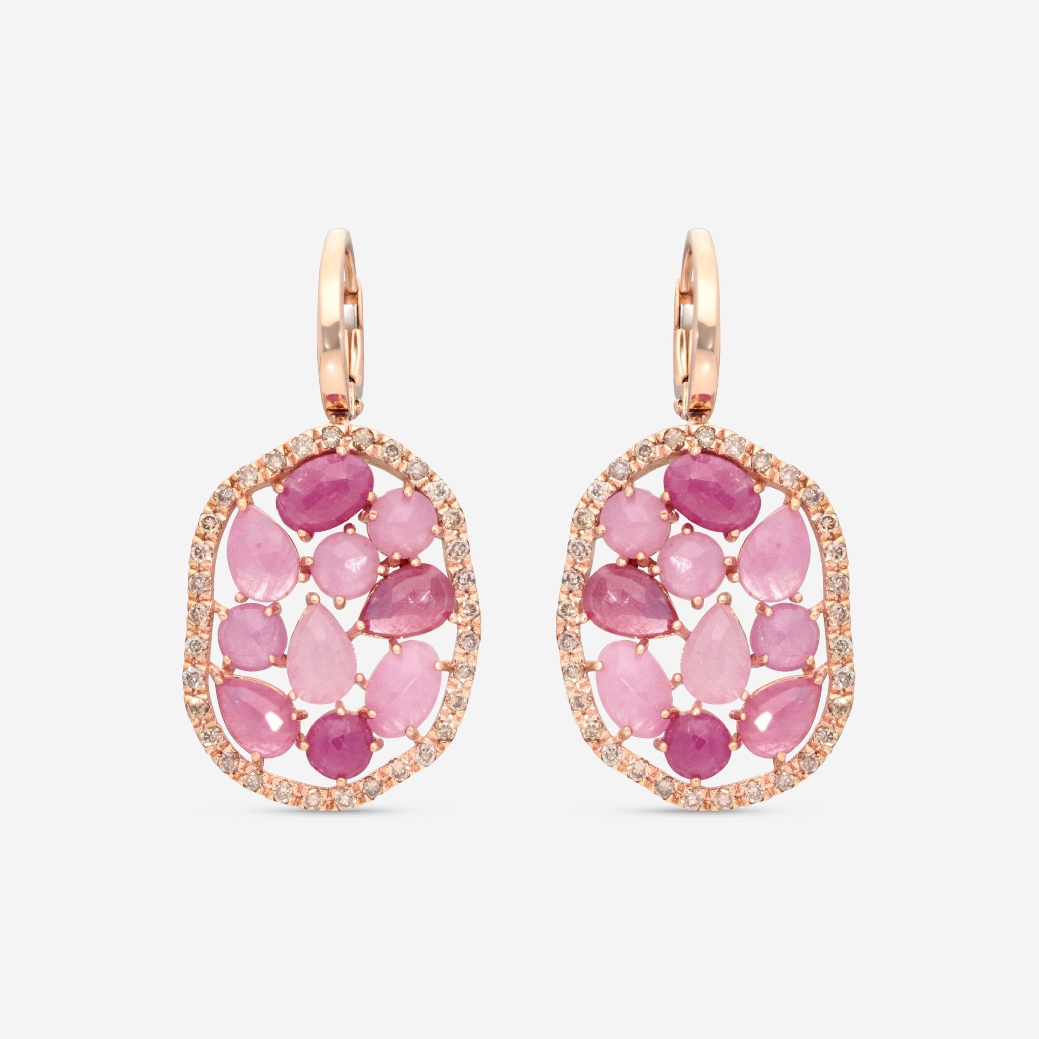 SuperOro Terra 18K Rose Gold Rose Sapphire Drop Earrings TERRA/O020 - THE SOLIST - SuperOro