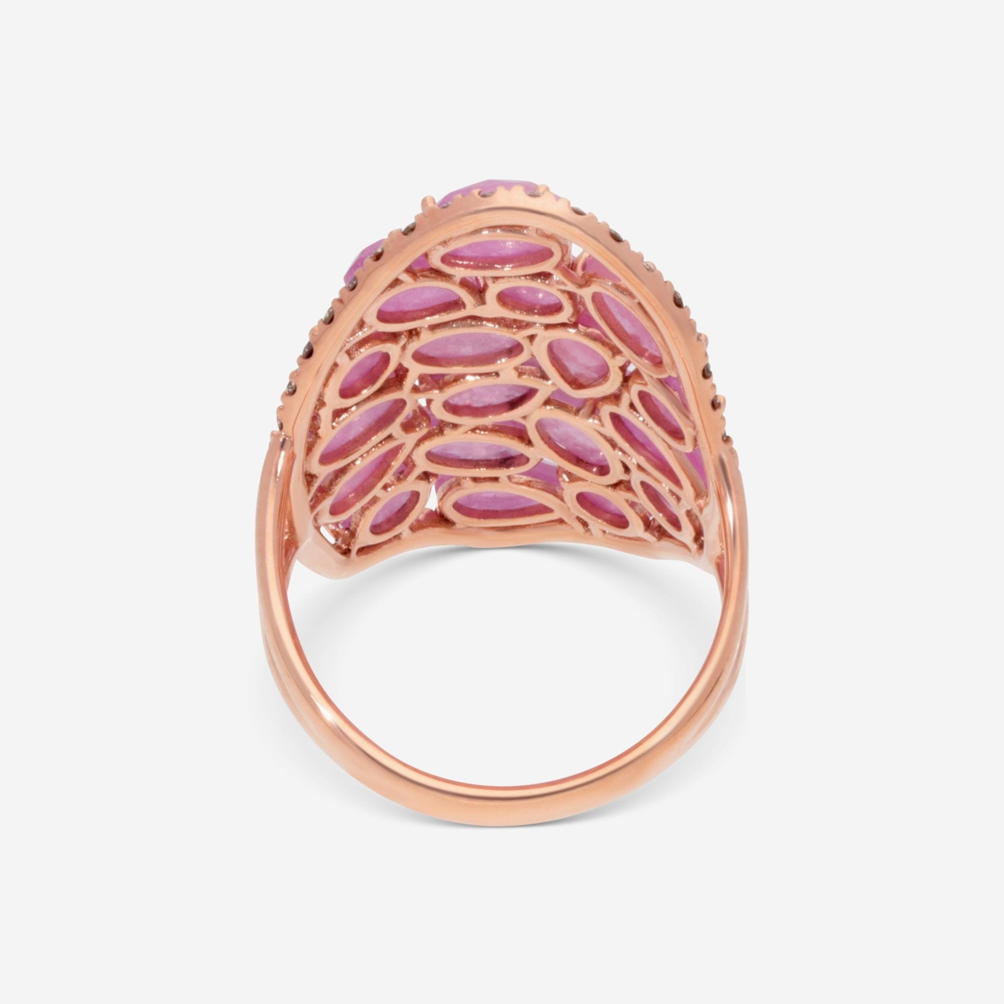 SuperOro Terra 18K Rose Gold Rose Sapphire Ring Statement TERRA/A020 - THE SOLIST - SuperOro