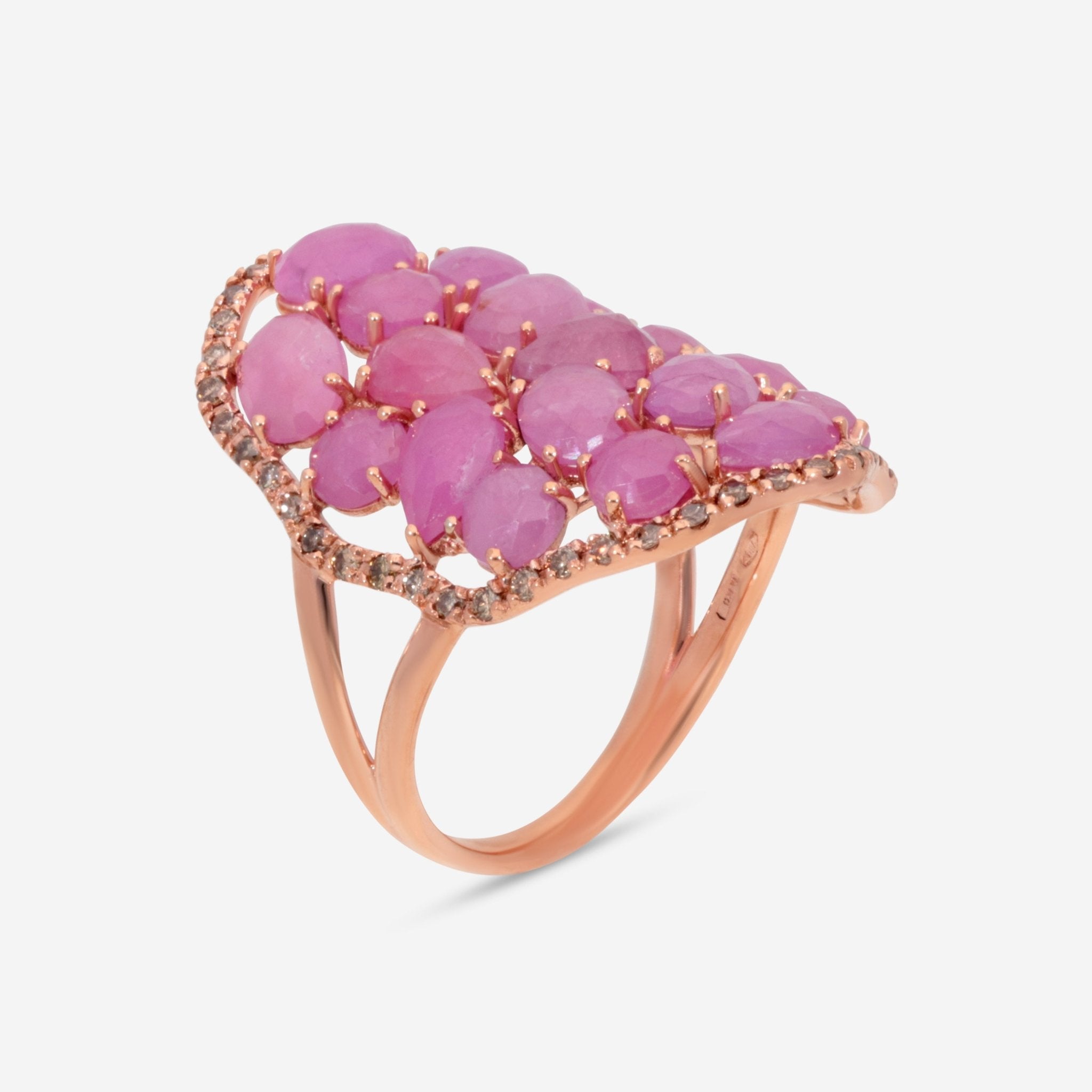 SuperOro Terra 18K Rose Gold Rose Sapphire Ring Statement TERRA/A020 - THE SOLIST - SuperOro