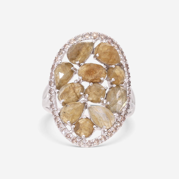 SuperOro Terra 18K White Gold Brown Moonstone Statement Ring TERRA/A023 - THE SOLIST - SuperOro