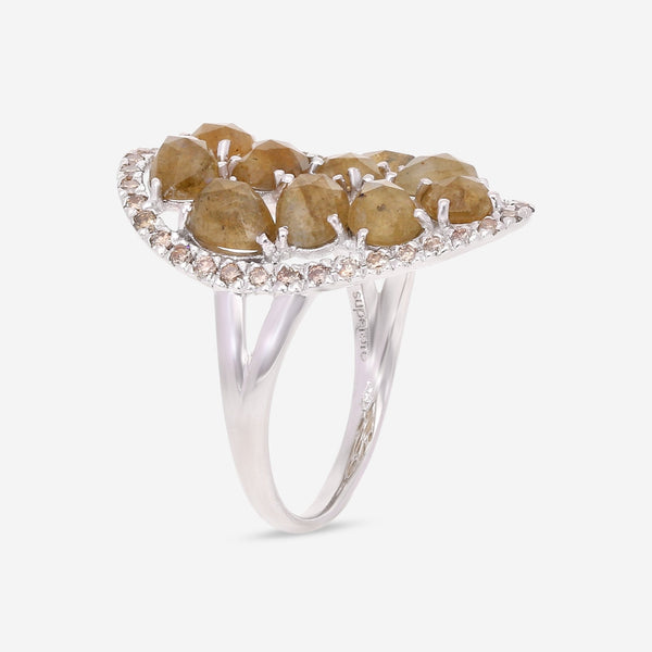 SuperOro Terra 18K White Gold Brown Moonstone Statement Ring TERRA/A023 - THE SOLIST - SuperOro