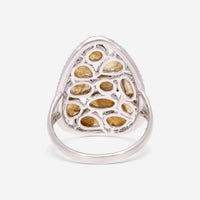 SuperOro Terra 18K White Gold Brown Moonstone Statement Ring TERRA/A023 - THE SOLIST - SuperOro