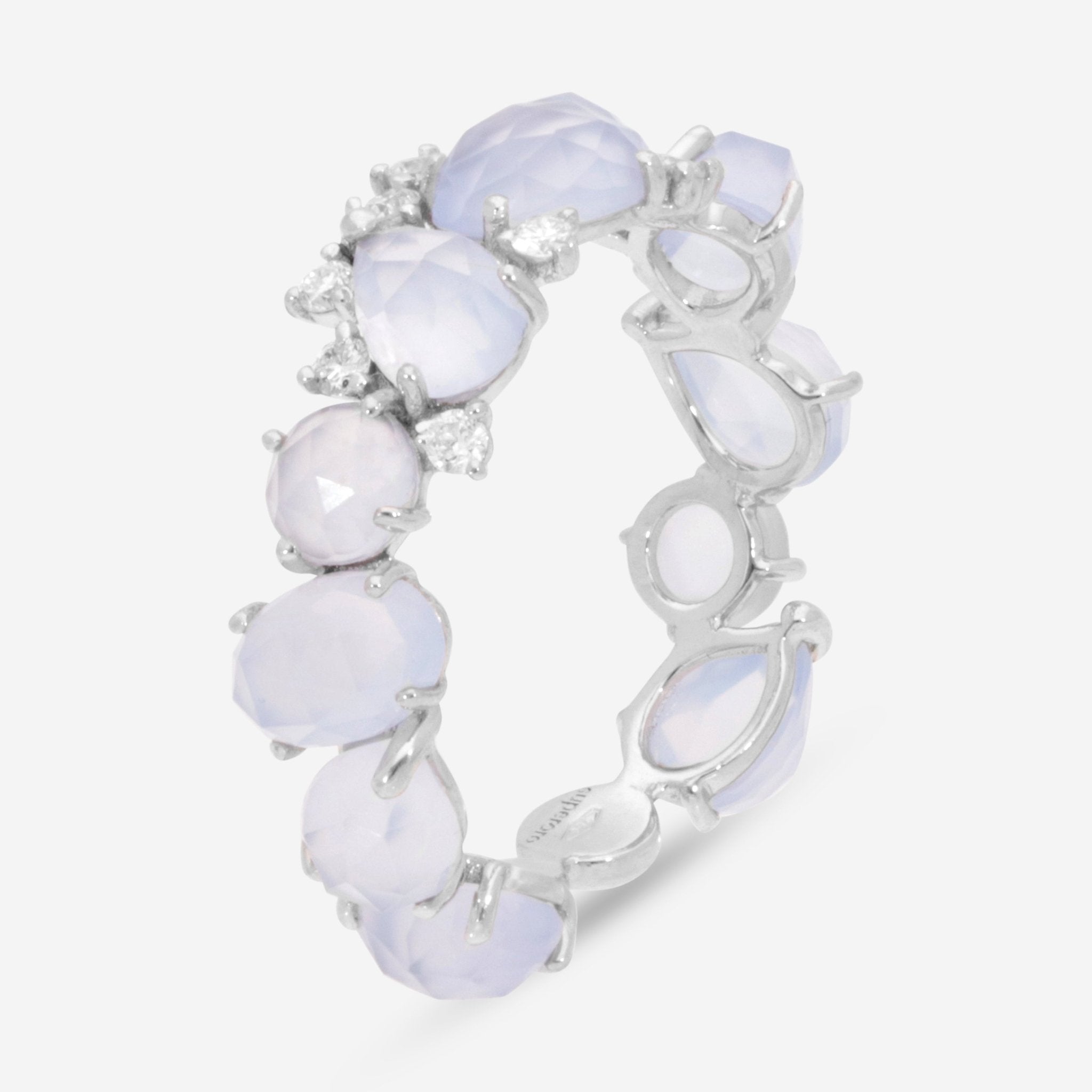 SuperOro Terra 18K White Gold Diamond & Blue Chalcedony Ring TERRA/A012 - THE SOLIST - SuperOro