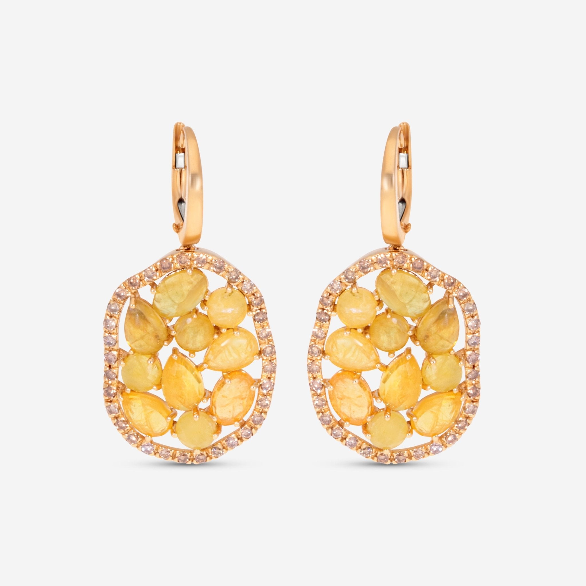 SuperOro Terra 18K Yellow Gold Yellow Sapphire Drop Earrings TERRA/O020 - THE SOLIST - SuperOro