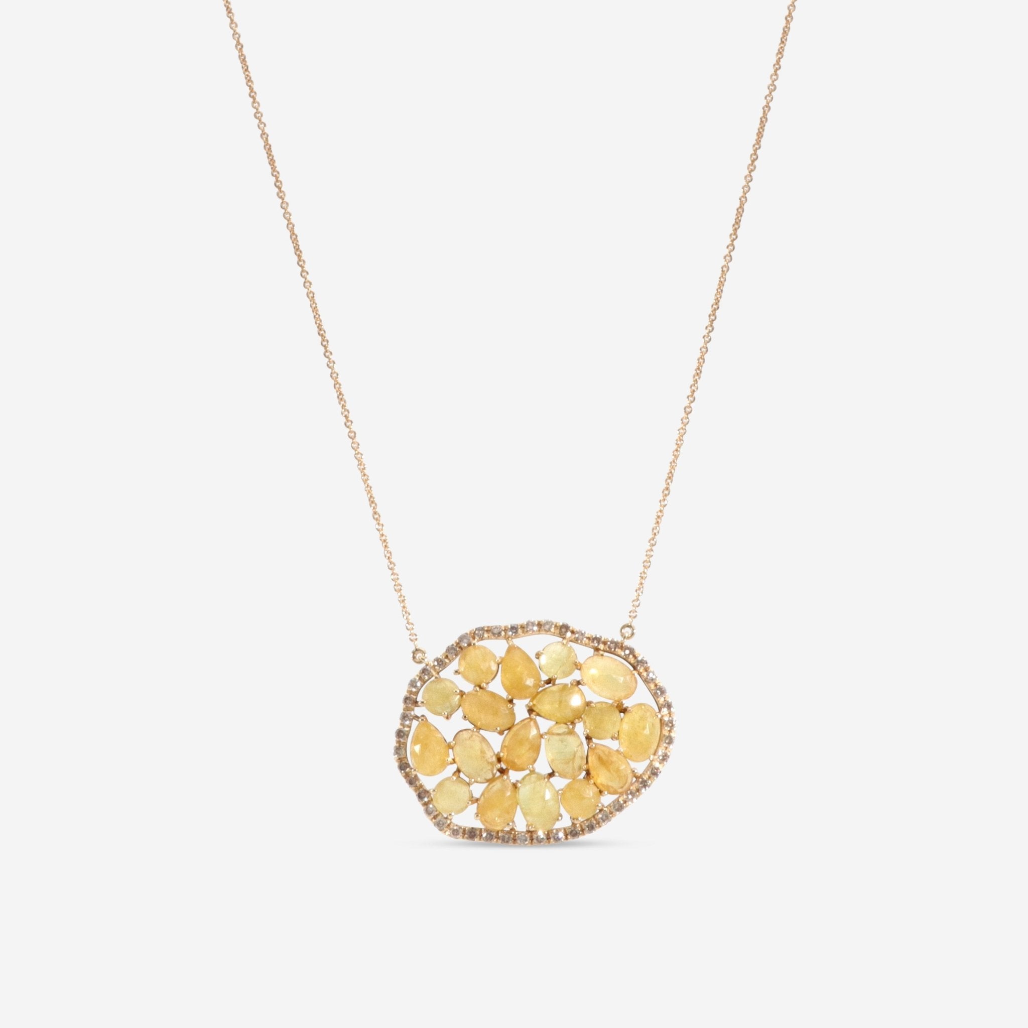 SuperOro Terra 18K Yellow Gold Yellow Sapphire Pendant Necklace TERRA/C020 - THE SOLIST - SuperOro