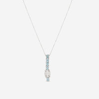 SuperOro Vulcano 18K White Gold Diamond & Swiss Blue Topaz Pendant Necklace VULCANO/P017 - THE SOLIST - SuperOro