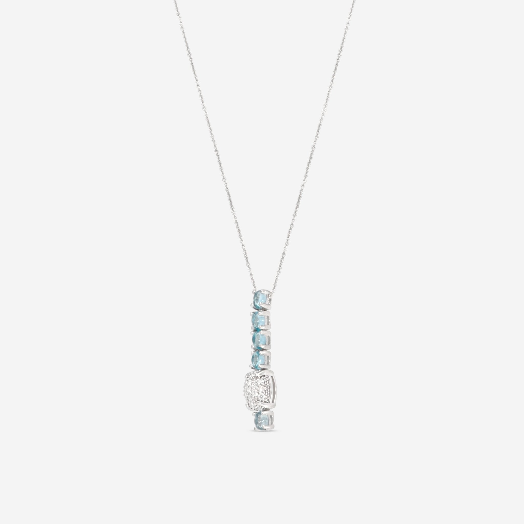 SuperOro Vulcano 18K White Gold Diamond & Swiss Blue Topaz Pendant Necklace VULCANO/P017 - THE SOLIST - SuperOro