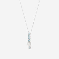 SuperOro Vulcano 18K White Gold Diamond & Swiss Blue Topaz Pendant Necklace VULCANO/P017 - THE SOLIST - SuperOro