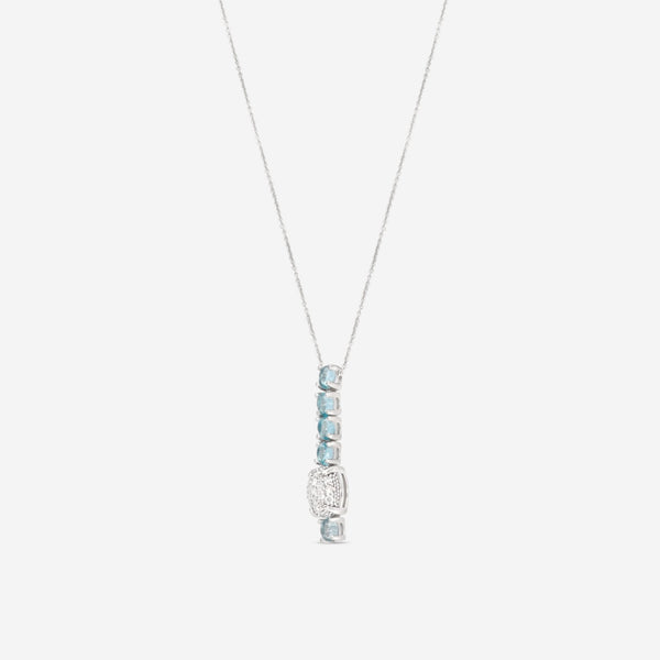 SuperOro Vulcano 18K White Gold Diamond & Swiss Blue Topaz Pendant Necklace VULCANO/P017 - THE SOLIST - SuperOro