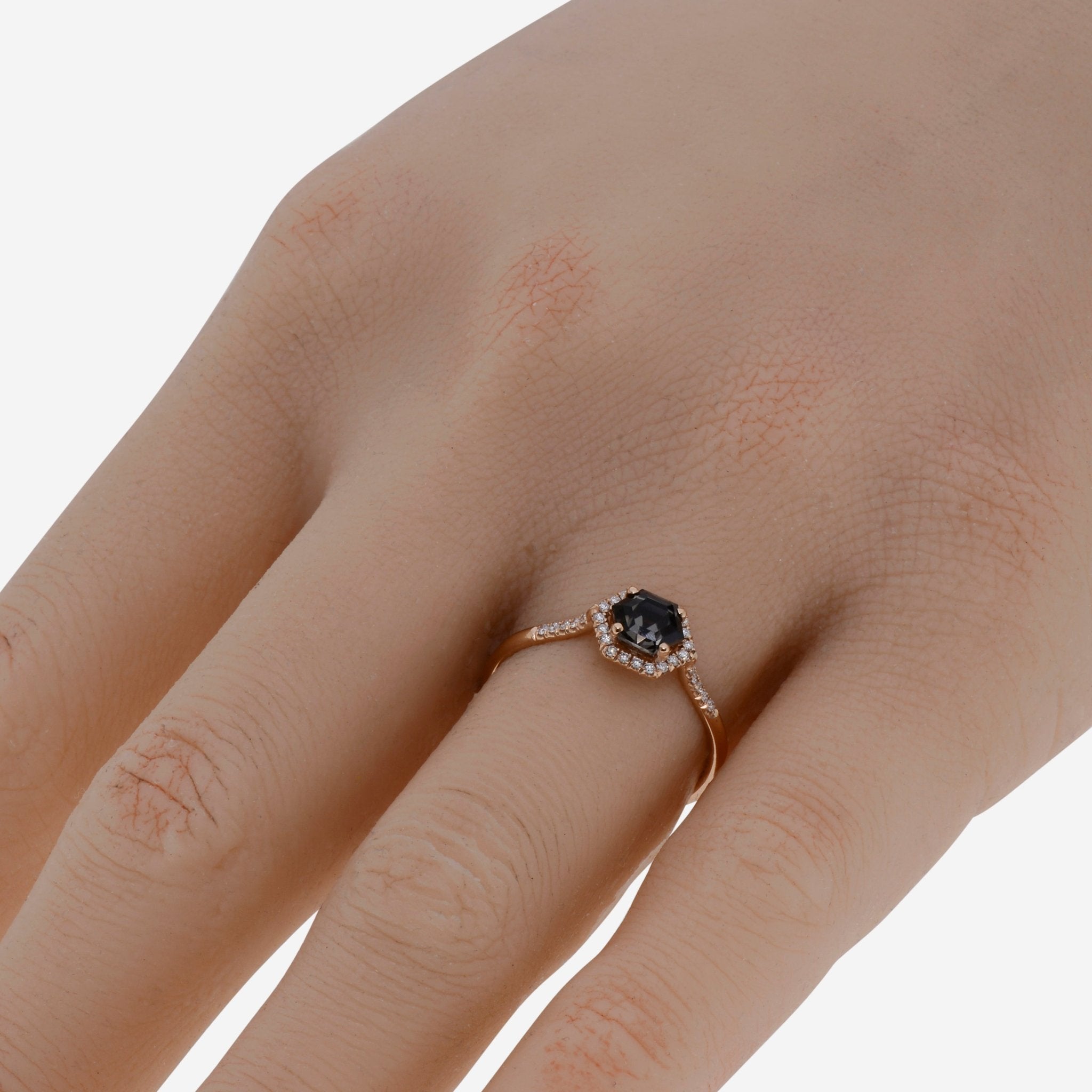 Suzanne Kalan 14K Rose Gold Diamond and Black Night Quartz Ring sz 6.25 PR529 - RGBNQ - THE SOLIST - Suzanne Kalan