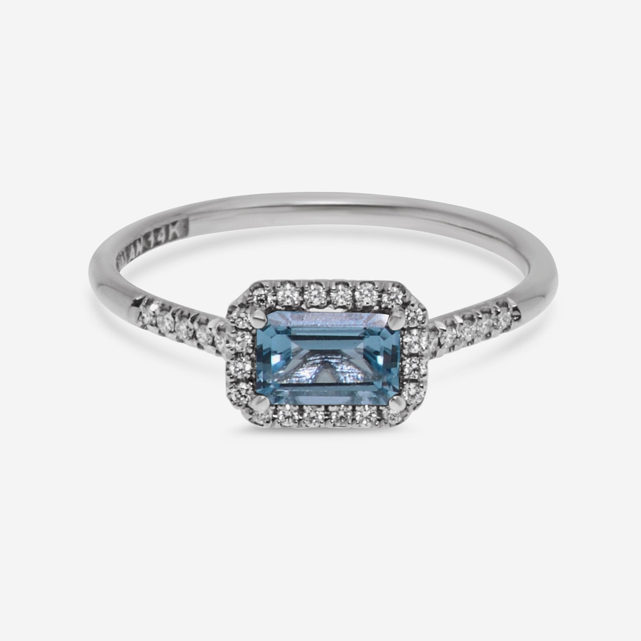 Suzanne Kalan 14K White Gold Diamond and Blue Topaz Ring sz 6.5 PR530 - WGBT - THE SOLIST - Suzanne Kalan