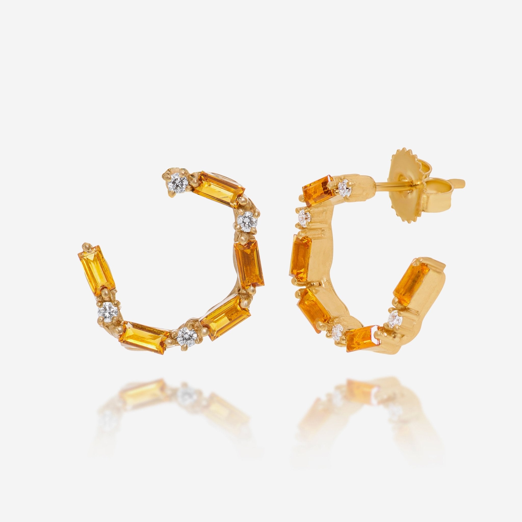 Suzanne Kalan 14K Yellow Gold, Diamond and Citrine Hoop Earrings PE638 - YGCT - THE SOLIST - Suzanne Kalan