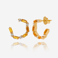 Suzanne Kalan 14K Yellow Gold, Diamond and Citrine Hoop Earrings PE638 - YGCT - THE SOLIST - Suzanne Kalan