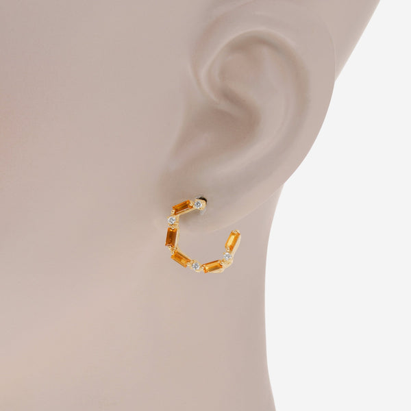 Suzanne Kalan 14K Yellow Gold, Diamond and Citrine Hoop Earrings PE638 - YGCT - THE SOLIST - Suzanne Kalan