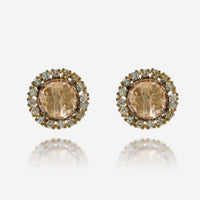 Suzanne Kalan 14K Yellow Gold, Morganite Topaz, and Diamond Stud Earrings PE199 - YGMT - THE SOLIST - Suzanne Kalan