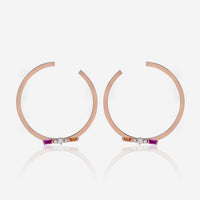 Suzanne Kalan 18K Rose Gold, Pink & Orange Sapphire and Diamond Hoop Earrings BAE407A - RG - THE SOLIST - Suzanne Kalan