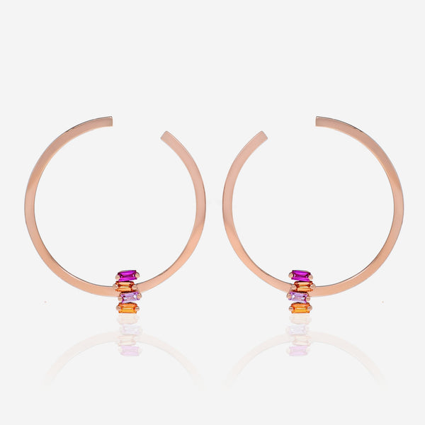 Suzanne Kalan 18K Rose Gold, Sapphire and Diamond Hoop Earrings BAE405A - RG - THE SOLIST - Suzanne Kalan