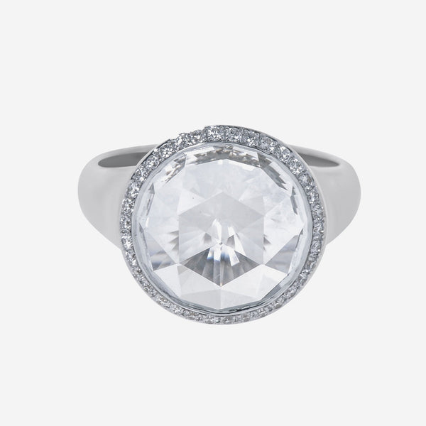 Suzanne Kalan 18K White Gold, White Topaz and Diamond 0.30ct. tw. Ring sz 6.5 AKR539 - WGWT - THE SOLIST - Suzanne Kalan