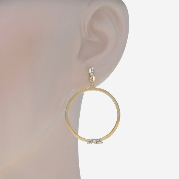 Suzanne Kalan 18K Yellow Gold Diamond Hoop Earrings BAE413 - YG - THE SOLIST - Suzanne Kalan