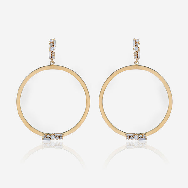 Suzanne Kalan 18K Yellow Gold Diamond Hoop Earrings BAE413 - YG - THE SOLIST - Suzanne Kalan