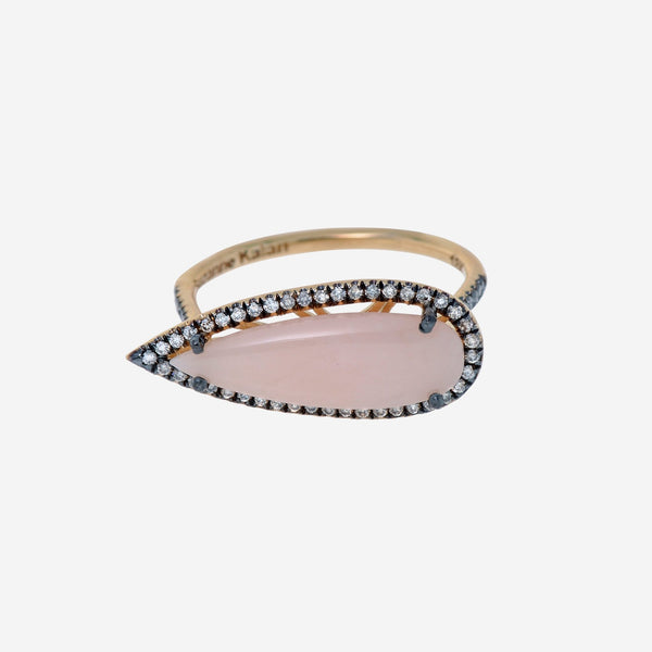 Suzanne Kalan 18K Yellow Gold, Pink Opal and Diamond 0.30ct. tw. Ring sz 6.5 DKR541 - YGPO6.5 - THE SOLIST - Suzanne Kalan