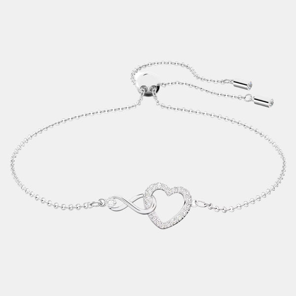 Swarovski Hyperbola Infinity & Heart Rhodium Plated Crystal & Zirconia Chain Bracelet 5524421 - THE SOLIST - Swarovski