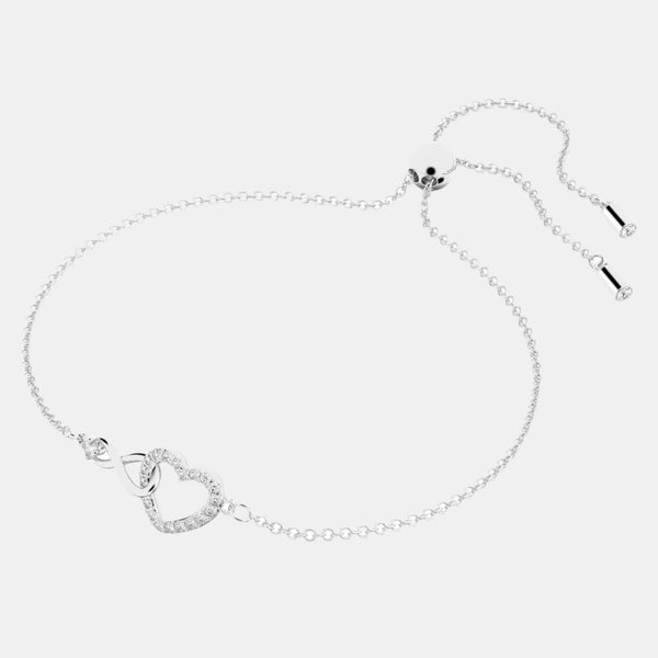 Swarovski Hyperbola Infinity & Heart Rhodium Plated Crystal & Zirconia Chain Bracelet 5524421 - THE SOLIST - Swarovski