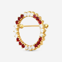 Suna 18K Yellow Gold Diamond & Ruby Circle Pin P7139RY