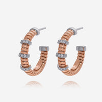 Tessitore Tubogas 18K Rose Gold, Diamond Hoop Earrings OT 825R - THE SOLIST - Tessitore