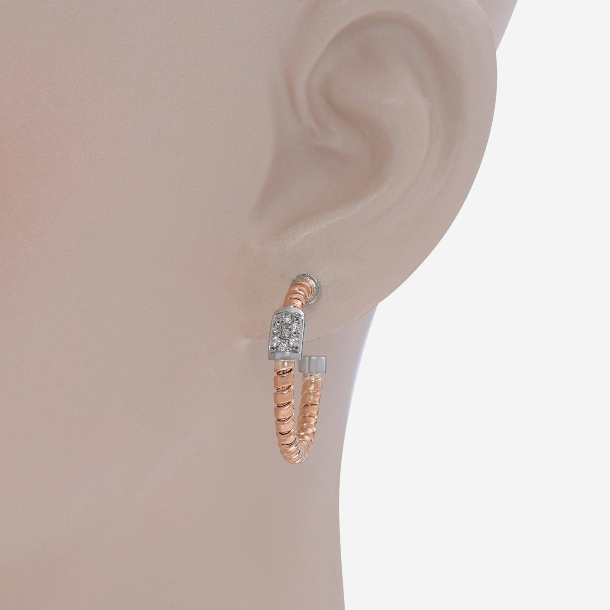 Tessitore Tubogas 18K Rose Gold, Diamond Hoop Earrings OT 829R - THE SOLIST - Tessitore