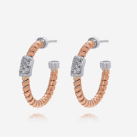 Tessitore Tubogas 18K Rose Gold, Diamond Hoop Earrings OT 829R - THE SOLIST - Tessitore