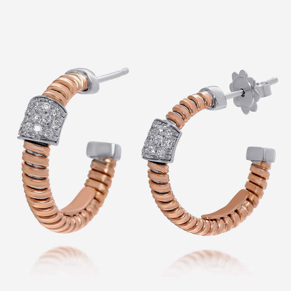 Tessitore Tubogas 18K Rose Gold, Diamond Hoop Earrings - THE SOLIST - Tessitore