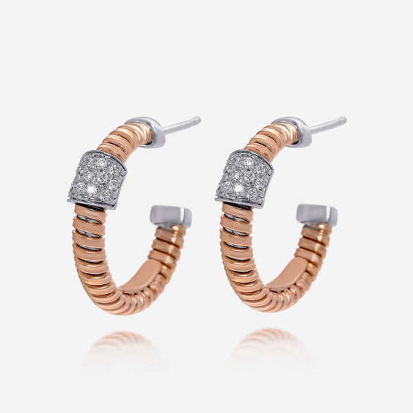 Tessitore Tubogas 18K Rose Gold, Diamond Hoop Earrings - THE SOLIST - Tessitore