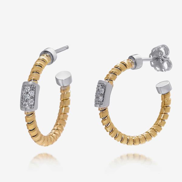 Tessitore Tubogas 18K Yellow Gold, Diamond Hoop Earrings OT 829Y - THE SOLIST - Tessitore