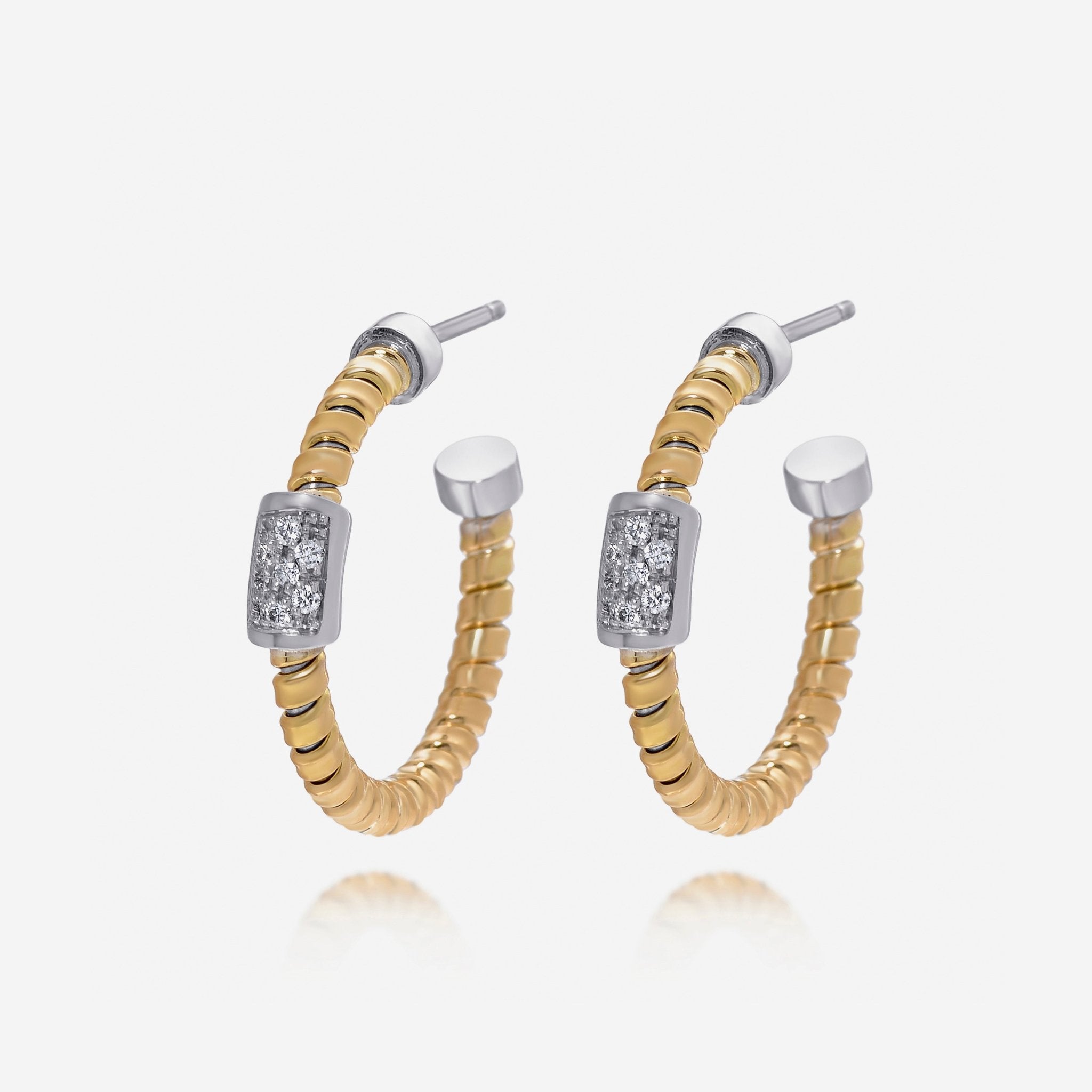 Tessitore Tubogas 18K Yellow Gold, Diamond Hoop Earrings OT 829Y - THE SOLIST - Tessitore