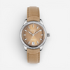 THE SOLIST Lady K stainless steel automatic watch with brown dial, diamond markers, diamond bezel, and brown leather strap.