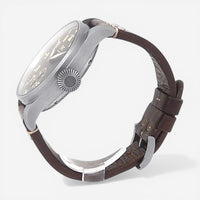THE SOLIST IWC Big Pilot's Heritage titanium automatic watch with black dial and brown leather strap.
