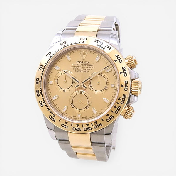 THE SOLIST Rolex Daytona champagne dial automatic chronograph men's watch with two-tone steel and gold bracelet.