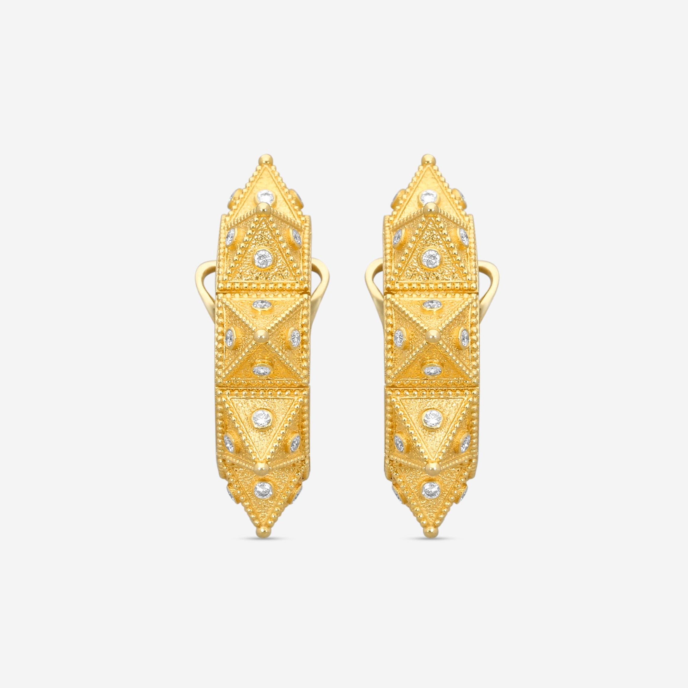 Cosibelli Queen 18K Yellow Gold Classic Geometric Diamond Clip Earrings 336031T8
