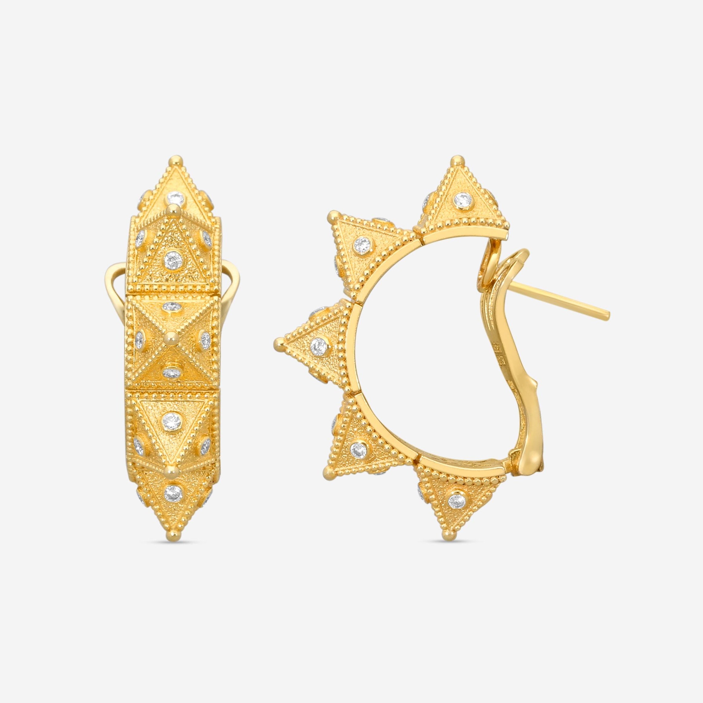 Cosibelli Queen 18K Yellow Gold Classic Geometric Diamond Clip Earrings 336031T8