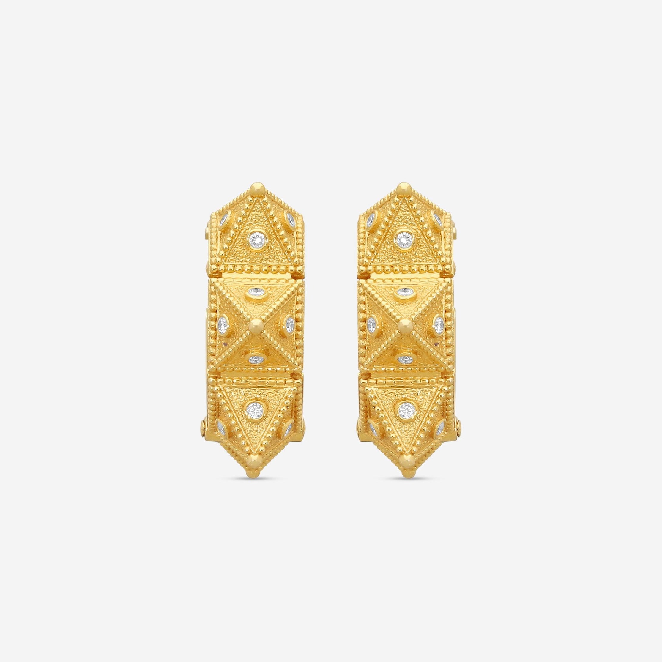Cosibelli Queen 18K Yellow Gold Classic Geometric Diamond Hoop Earrings 336034T8